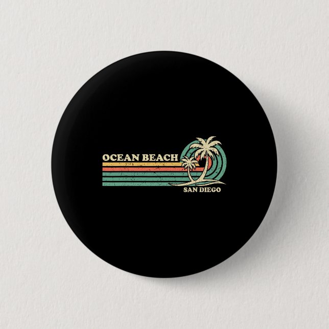 Vintager Retro Sommerurlaub San Diego Button (Vorderseite)