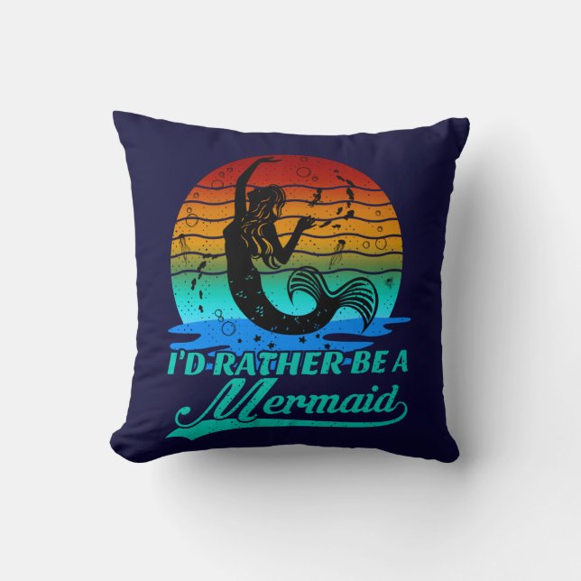 Vintager Retro-Sonnenuntergang eher eine Meerjungf Kissen (Vorderseite)