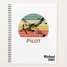 Vintager Retro-Sonnenuntergang und Flugzeug, Mit M Planer