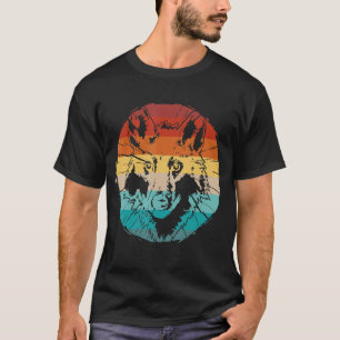 Vintager Retro-Sonnenuntergang Wolf Kopf Wildtierw T-Shirt
