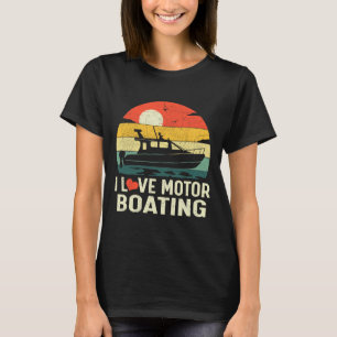 Vintager Retro Sunset Pontoon Boat I Liebe Motor B T-Shirt