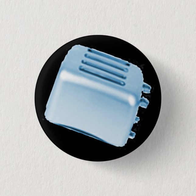 Vintager Retro Toaster-Entwurf - Blau Button (Vorderseite)