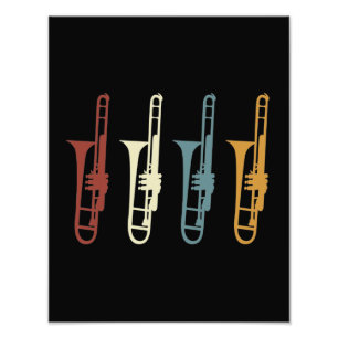 Vintager Retro-Trombone und Trombonist Fotodruck