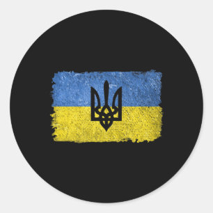 Vintager Retro Ukraine ukrainischer FlaggenPrix Pa Runder Aufkleber