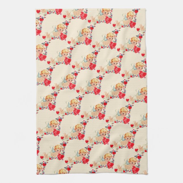 Vintager/Retro Valentine-Engel Handtuch (Vertikal)