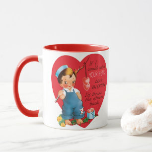 Vintager Retro-Valentinstag, Junge Angelherzen Tasse