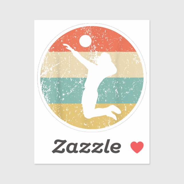 Vintager Retro-Volleyballspieler Aufkleber (Blatt)