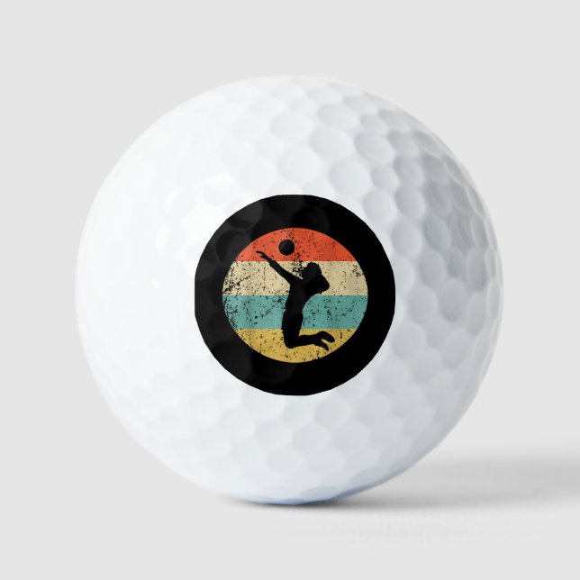 Vintager Retro-Volleyballspieler Golfball (Vorderseite)