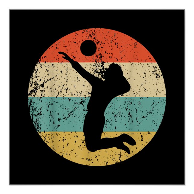Vintager Retro-Volleyballspieler Poster (Vorderseite)