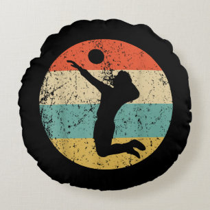 Vintager Retro-Volleyballspieler Rundes Kissen