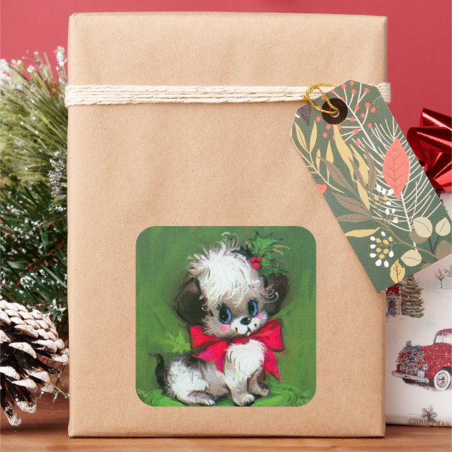 Vintager Retro Weihnachts-Weihnachtsspielsticker Quadratischer Aufkleber (Feiertag)