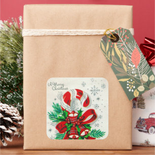 Vintager Retro-Weihnachtscreme Quadratischer Aufkleber
