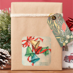 Vintager Retro Weihnachtsgeschenk-Aufkleber Quadratischer Aufkleber