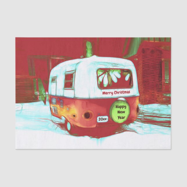 Vintager Retro Weihnachtsmann Grüner Roter Urlaub Seidenpapier (Vorderseite)