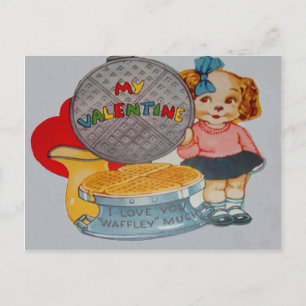 Vintager Retro-Welpe mit Waffeleisen - Valentinwag Feiertagspostkarte