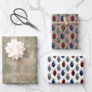 Vintager Retro-Zierbaum Geschenkpapier Set