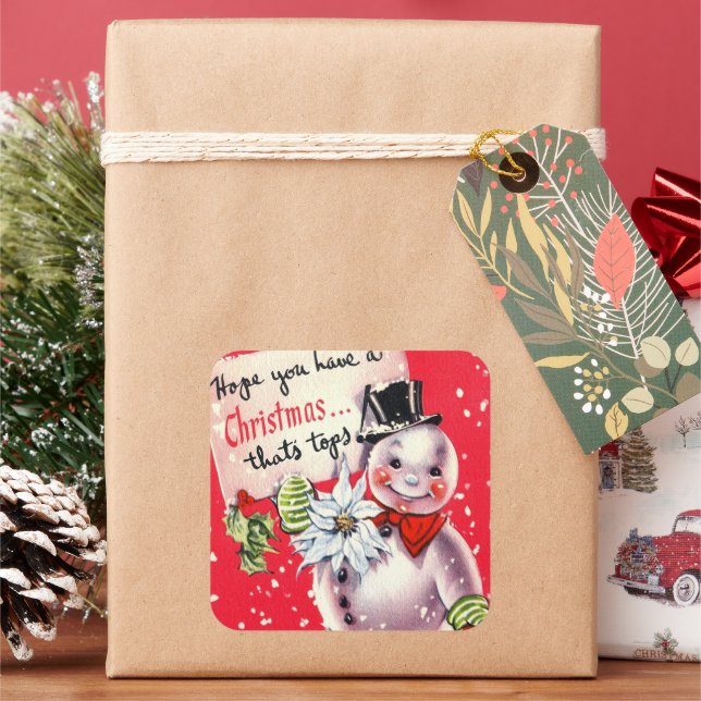 Vintager Retrosnowman Holiday Aufkleber (Feiertag)
