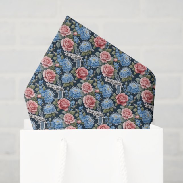 Vintager Revolver mit Spitzen und Blume Seidenpapier (Geschenktüte)