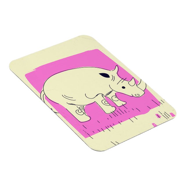 Vintager Rhino Cartoon Magnet (Rechte Seite)
