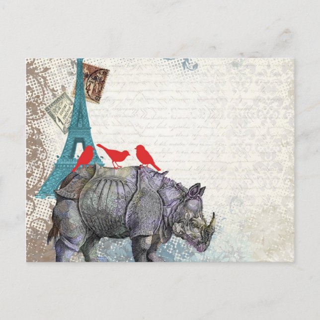 Vintager Rhino Postkarte (Vorderseite)