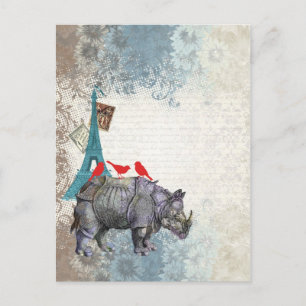 Vintager Rhino Postkarte