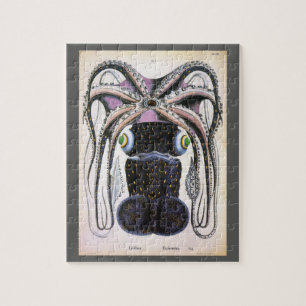 Vintager Riesen-Tintenfisch oder Oktopus, Meeresti Puzzle