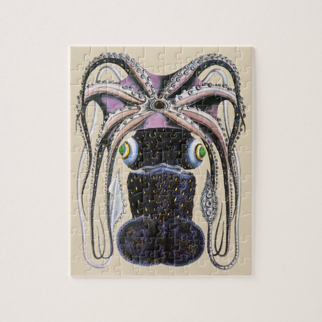 Vintager Riesenoktopus oder Tintenfisch, Meerestie Puzzle (Vertikal)