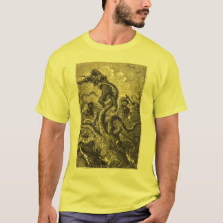Vintager riesiger Tintenfisch-Seemonster-T - Shirt