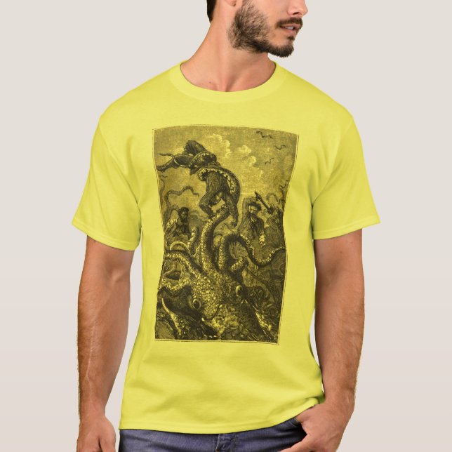 Vintager riesiger Tintenfisch-Seemonster-T - Shirt (Vorderseite)