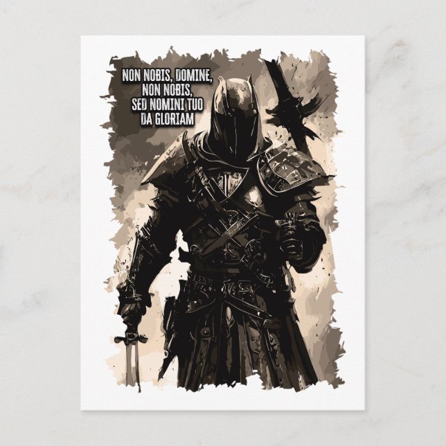 Vintager Ritterorden Templar MOTTO Feiertagspostkarte (Vorderseite)