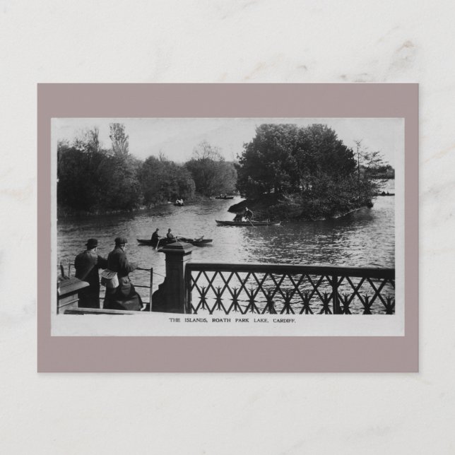 Vintager Roath Park Foto Cardiff Wales Postkarte (Vorderseite)