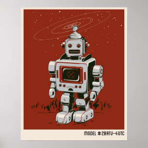 Vintager Robot 2 rot Poster