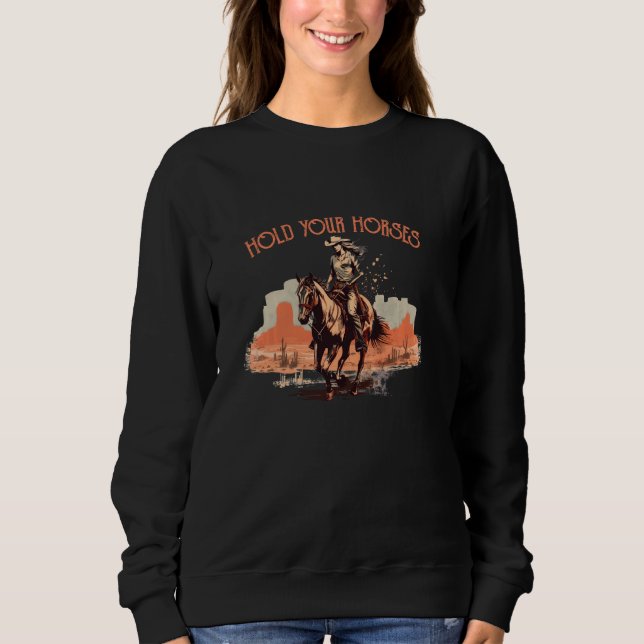 Vintager Rodeo Cowboy Pferderücken Ri Sweatshirt (Vorderseite)