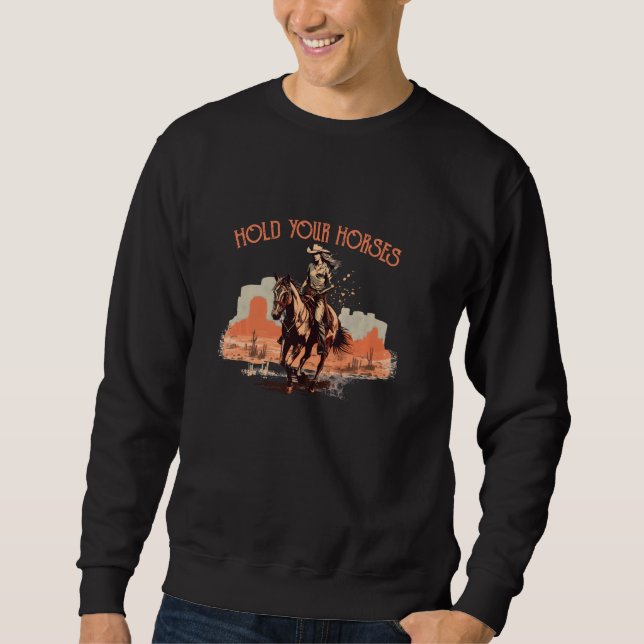 Vintager Rodeo Cowboy Pferderücken Ri Sweatshirt (Vorderseite)