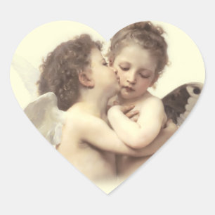 Vintager romantischer First Kiss Herz-Aufkleber