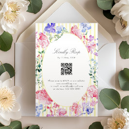 Vintager romantischer Floral Regency Wedding QR Co RSVP Karte