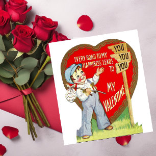 Vintager romantischer Valentinstag Mitteilungskarte