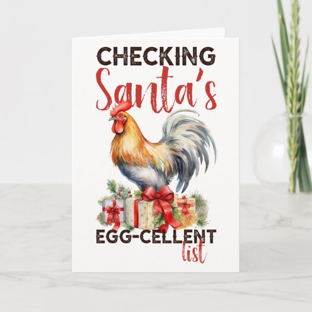 Vintager Rooster überprüft Weihnachten auf der Lis (Vorderseite)
