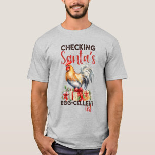 Vintager Rooster überprüft Weihnachten auf der Lis T-Shirt