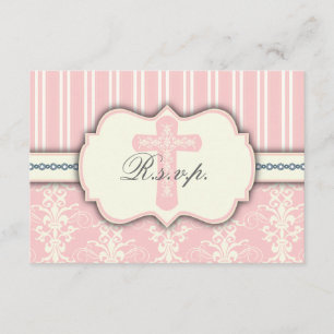 Vintager rosa Damaske Religiöse UAWG-Antwortkarte RSVP Karte