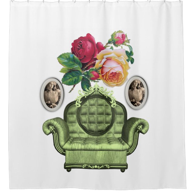 Vintager rosa Duschvorhang (Vorderseite)