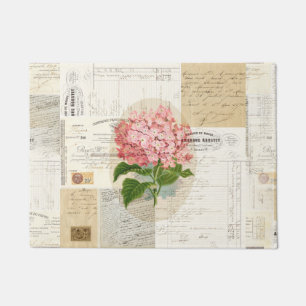 Vintager rosa Hydrangea-französische Fußmatte