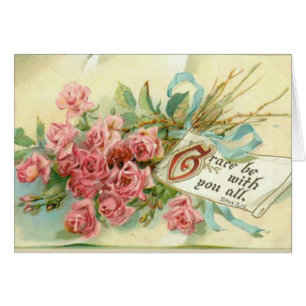 Vintager rosa Rosen-Blumenscripture-Vers