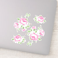 Vintager Rosa Rosenaufkleber
