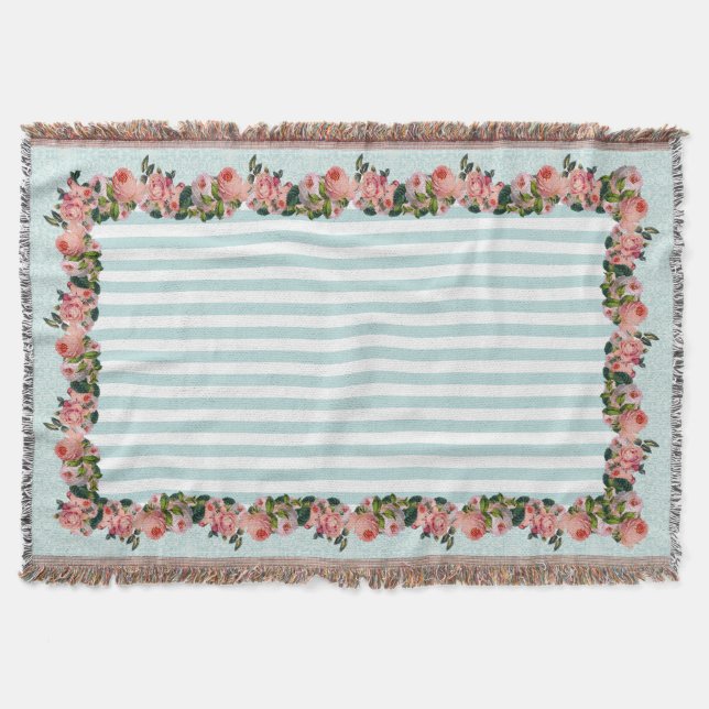 Vintager rosa Rosenstrahl Decke (Vorderseite)