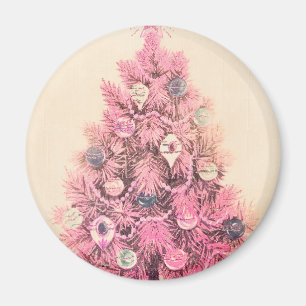 Vintager Rosa Weihnachtsbaum Magnet