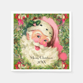 Vintager rosa Weihnachtsmann Serviette
