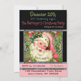 Vintager rosa Weihnachtsmann zu Weihnachten Party Einladung