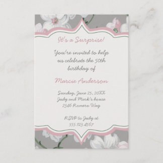 Vintager rosa weißer Hartriegel-BlumenParty Einladung