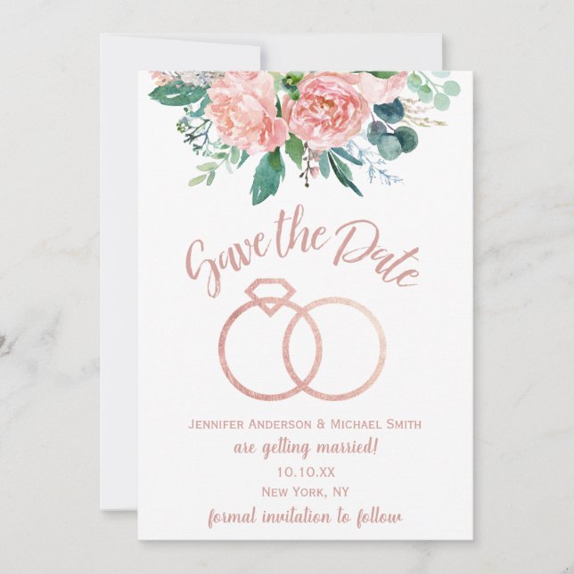 Vintager Rosenring Save the Date (Vorderseite)